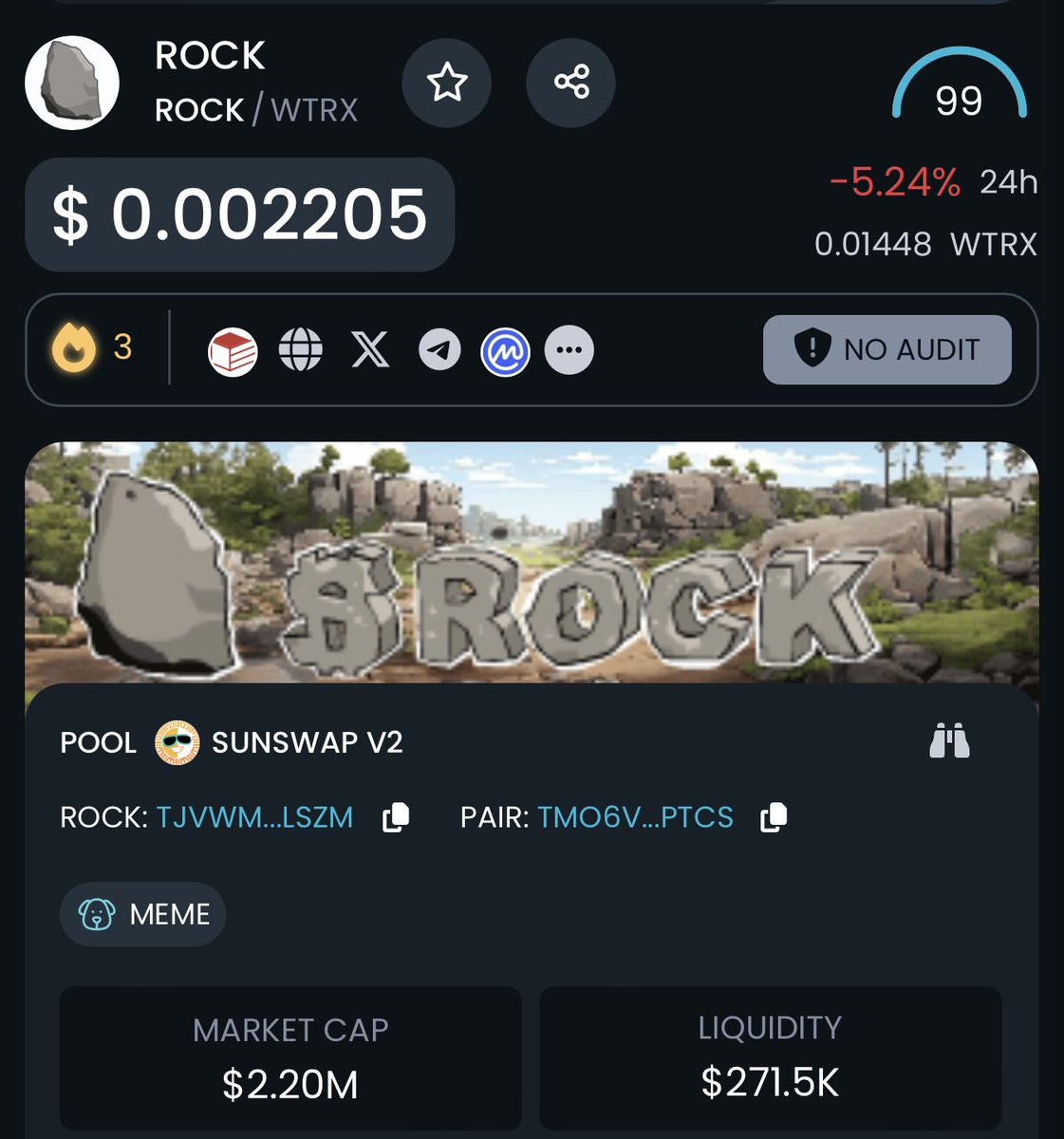 ProTheDoge's tweet photo. $ROCK is still #3 trending on @DEXToolsApp

People wonder why there’s no explosion in price action for some coins on #TRON

The reality is - the level of liquidity over there just pales in comparison to #ETH and #SOL 

I believe as soon as FOMO kicks back into gear for $TRX then a lot of #TRON meme coins will send much much higher