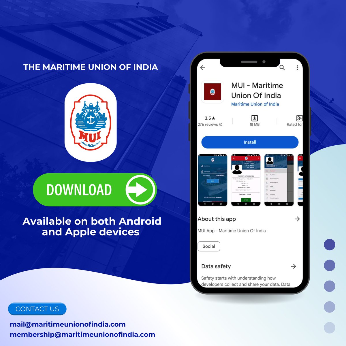 mui_mum's tweet photo. Download MUI - MARITIME UNION OF INDIA App
#mui #muiww #app #maritimeuniverse #maritimes #unions https://t.co/2tTWstGvNU
