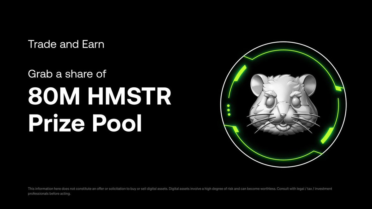 OKX (@okx) on Twitter photo πΉ Hamsters, looking to score more $HMSTR tokens beyond your airdrop?
Join our Trade & Earn campaign with <a href="/hamster_kombat/">Hamster Kombat</a> to share an 80M $HMSTR prize pool!
Sign up with a KYC2 account & deposit now π bit.ly/3XzZ21r πΉ Hamsters, looking to score more $HMSTR tokens beyond your airdrop?
Join our Trade & Earn campaign with <a href="/hamster_kombat/">Hamster Kombat</a> to share an 80M $HMSTR prize pool!
Sign up with a KYC2 account & deposit now π bit.ly/3XzZ21r