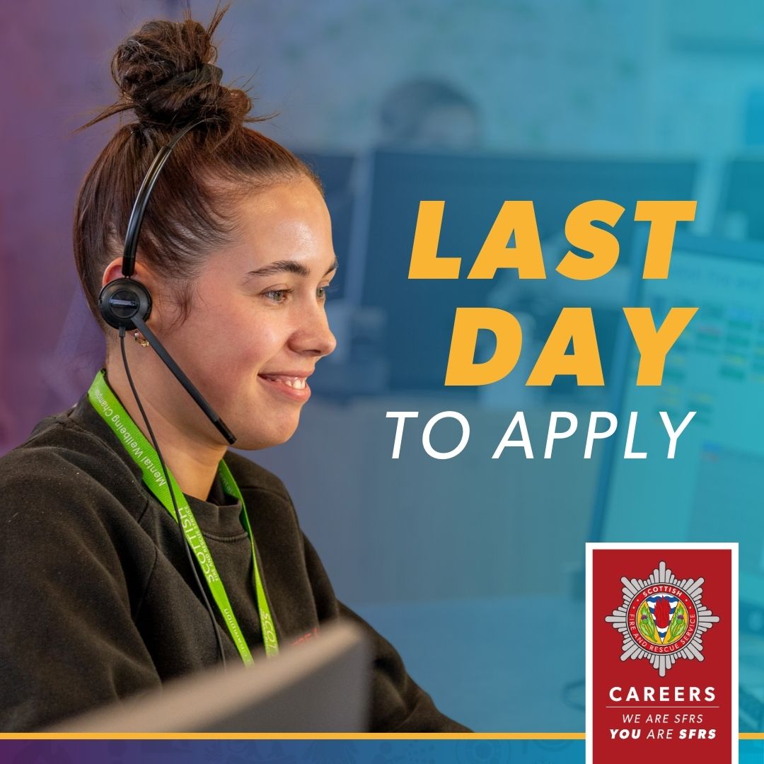 fire_scot's tweet photo. π¨ CLOSES AT 11.59PM TONIGHT π
This is the final day to apply for the role of Firefighter Control at one of our three Operations Control rooms in Dundee, Edinburgh and Johnstone.
#FirefighterControl #WeAreSFRS