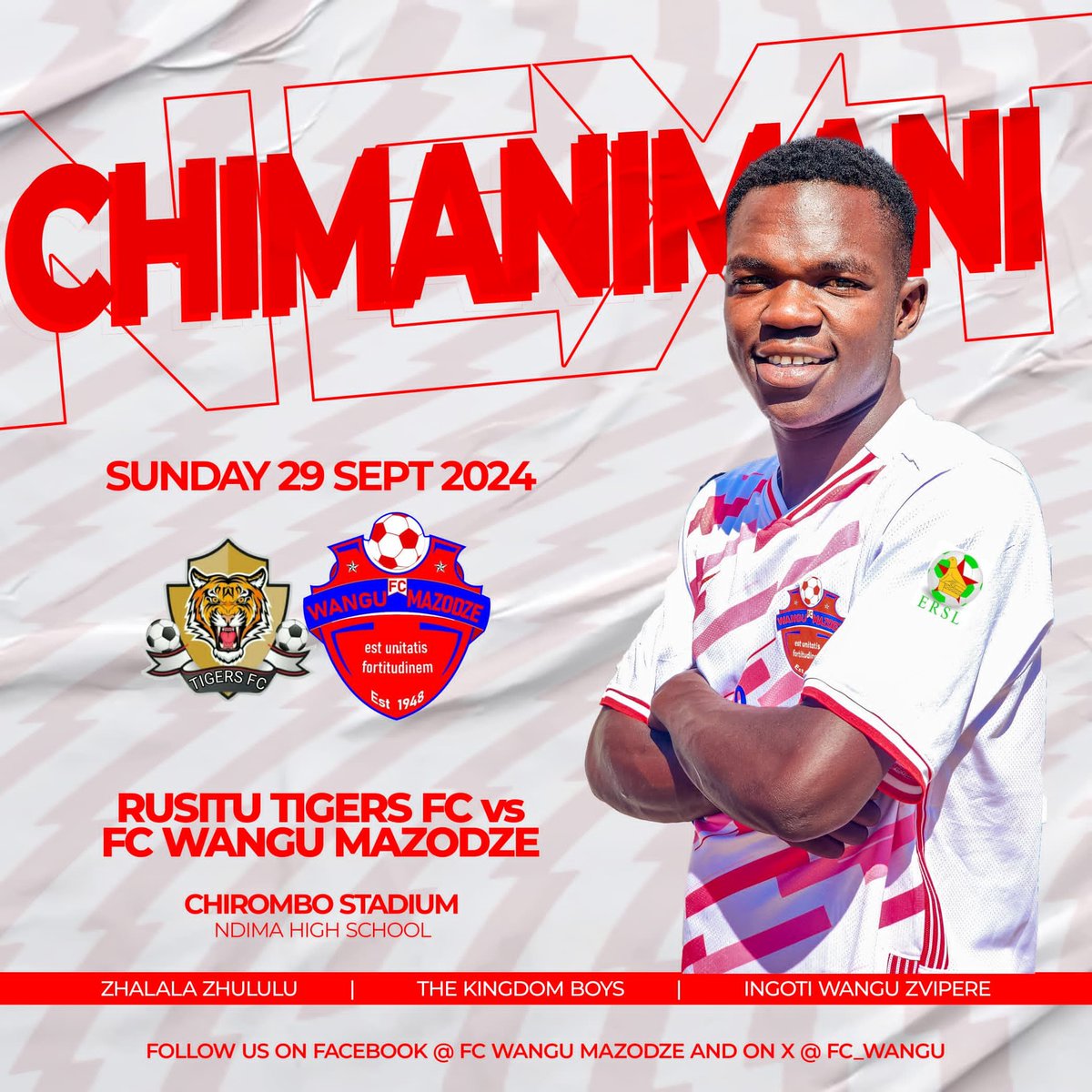 Chimanimani, Embrace Us!

Up next, the Kingdom Boys will look to hunt down Tigers right in their own den at Chirombo Stadium at Ndima High School in Chimanimani. We take on Rusitu Tigers this coming Sunday in Chimanimani. 

To all our supporters in Chimanimani and places around,
