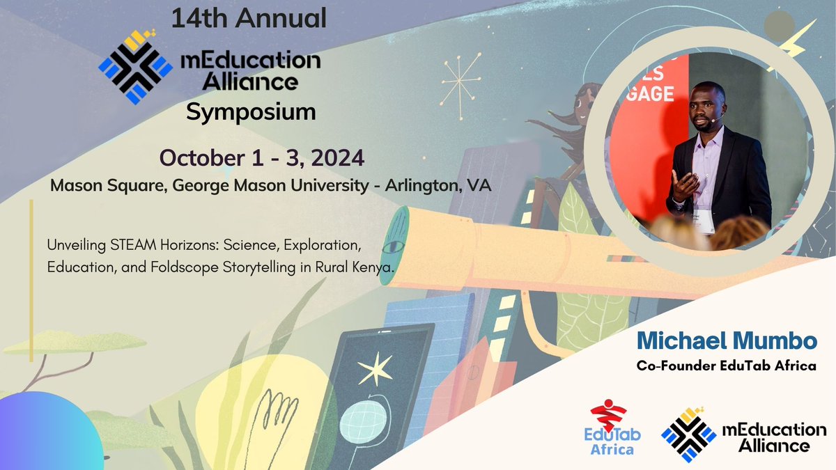 Edutab Africa (@edutab_africa) on Twitter photo Our co-founder <a href="/mykmumbo/">Michael Mumbo</a> will present at the 14th Annual <a href="/mEducation_A/">mEducation Alliance</a> Alliance Symposium on Oct 1-4, 2024, in Washington, D.C., showcasing STEAM learning with #Foldscopes in rural Kenya. Catch up with him there! #EdTech #meducationalliance <a href="/TeamFoldscope/">Foldscope</a> Our co-founder <a href="/mykmumbo/">Michael Mumbo</a> will present at the 14th Annual <a href="/mEducation_A/">mEducation Alliance</a> Alliance Symposium on Oct 1-4, 2024, in Washington, D.C., showcasing STEAM learning with #Foldscopes in rural Kenya. Catch up with him there! #EdTech #meducationalliance <a href="/TeamFoldscope/">Foldscope</a>