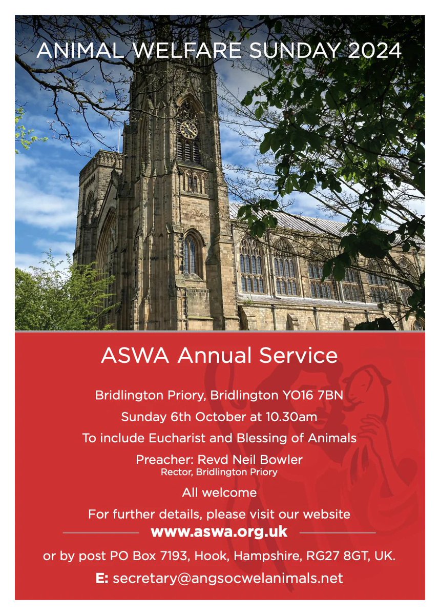 Please join us on Animal Welfare Sunday at Bridlington Priory.