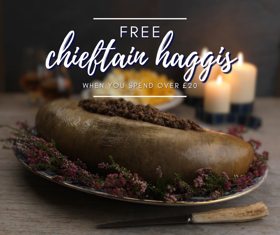 campbellsonline's tweet photo. When you spend £20 this weekend, you can claim a free Chieftain Haggis!
Rich with a spicy kick, our Chieftain Haggis is a show-stopper and a great centrepiece for a Scottish dining touch 🏴💥
Subtotal £20 or more
Add 1 x Chieftain Haggis
Apply code 'HAGGIS'
T&CS apply. https://t.co/O53a0GmxTK