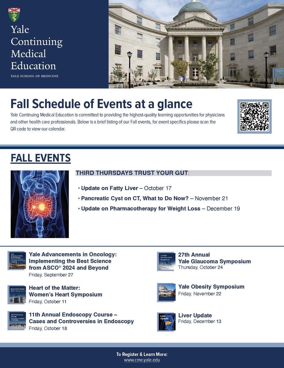 You will not want to miss our fall lineup of Yale CME accredited activities!