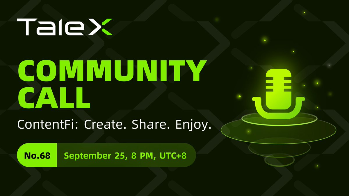Calling all #TaleX Loyal Users and newcomers!

Join our Chinese Community Call with <a href="/icebean10/">Chari.eth</a> this Wednesday to get insights on upcoming airdrops, product features, and short drama releases.

🗓 September 25 @ 8 PM, UTC+8
👉 x.com/i/spaces/1djGX…

Your time has come!