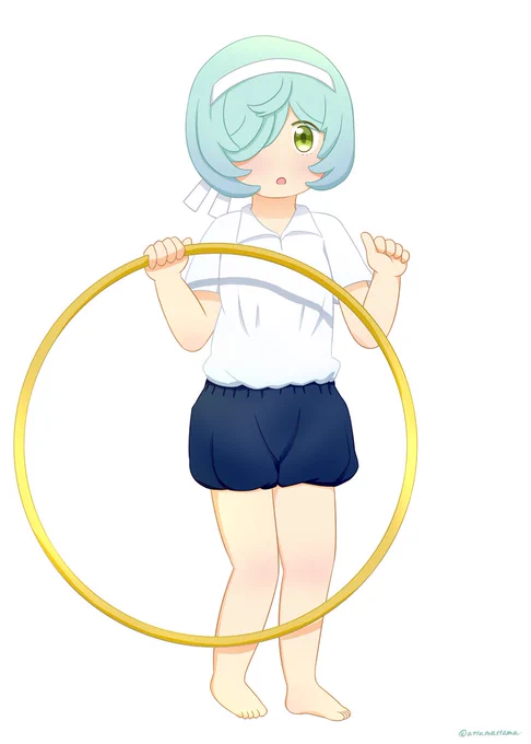 昭和の体操着をきせられた譜風ちゃんちょうちんブルマもかわいいかも!#真夜中ぱんチ #譜風 