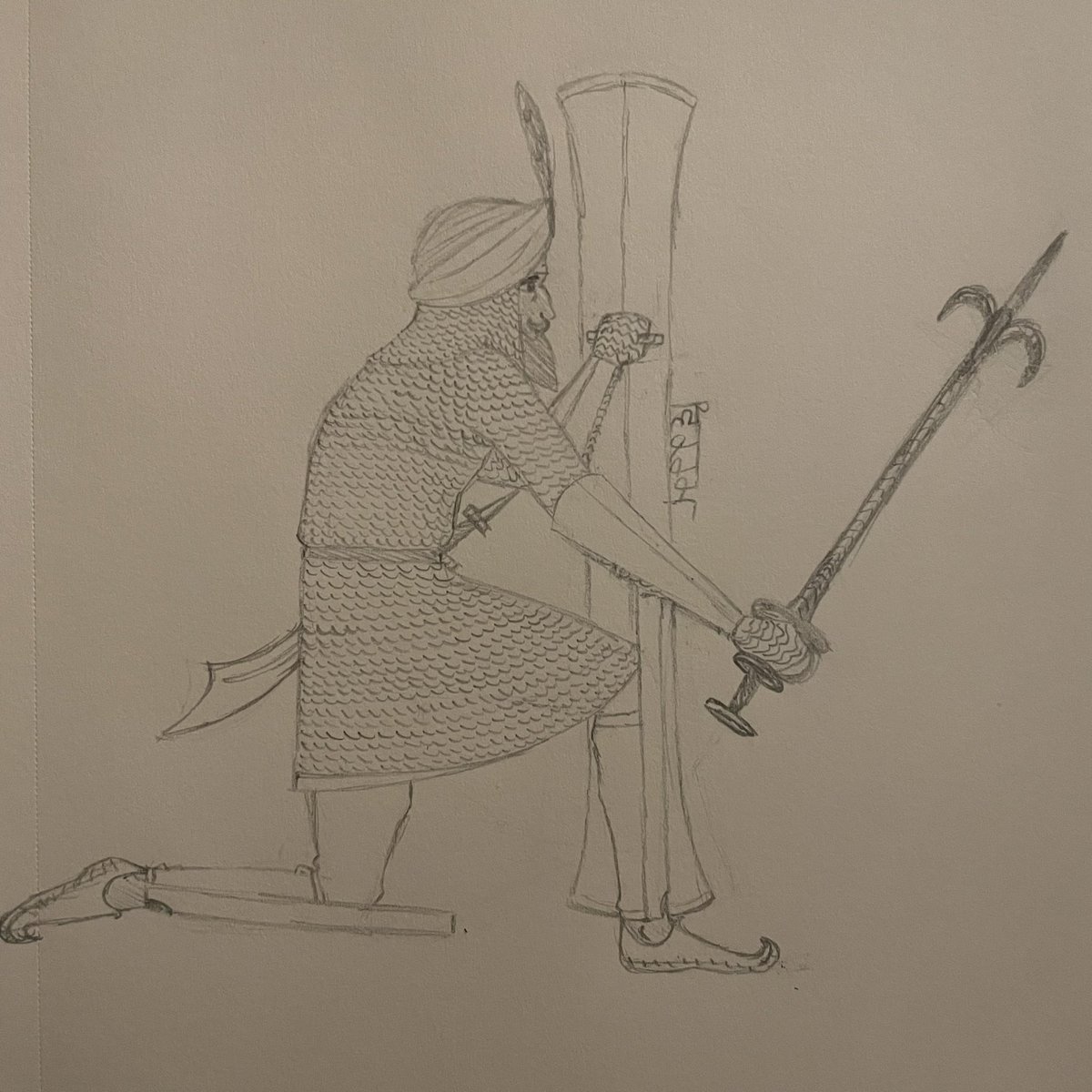 redninenine_'s tweet image. Azaadi fighter. Azaadi weaponry is grotesque, in an intriguing manner. Strange hilts, odd heads; every weapon is unique. But despite their individual beauties, they are macabre arms. And against the imposing Varshāhī, no measure can be too brutal.