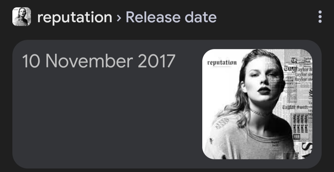 vesperamyst's tweet image. how old were you when taylor swift released “reputation”