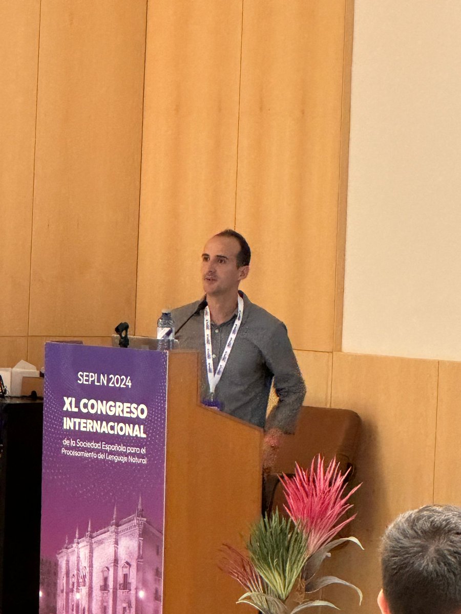 gplsi's tweet photo. 🎤@rsepulveda1112 investigador del #gplsi presenta en la @sepln2024uva la revisión de la competición FLARES: FINE-GRAINED LANGUAGE-BASED RELIABILITY DETECTION IN SPANISH NEWS.
@Cenid_Alicante @ujaen @La_UPM #IberLEF https://t.co/v7iewG9vua