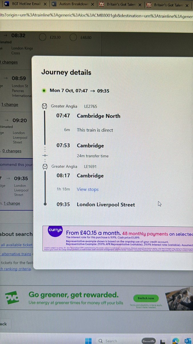 AshSaunders1999's tweet photo. @greateranglia I can’t seem to buy this ticket direct from you? It’s available on Trainline but not showing on your website. https://t.co/wrxyx4BqyS