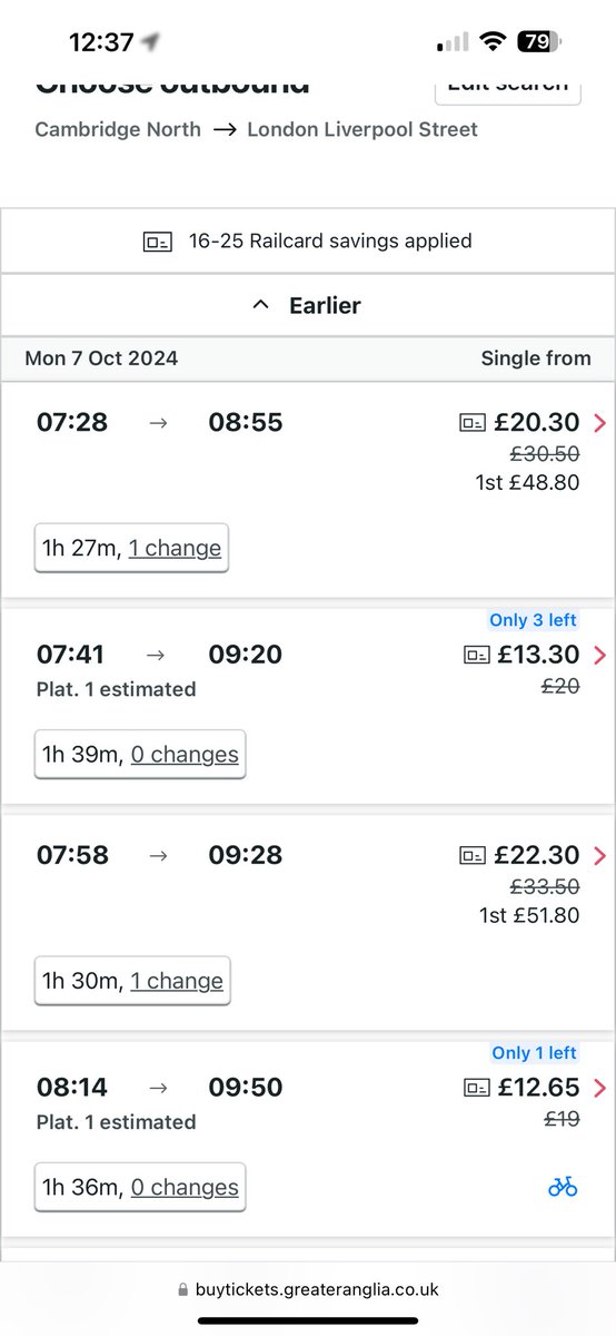 AshSaunders1999's tweet photo. @greateranglia I can’t seem to buy this ticket direct from you? It’s available on Trainline but not showing on your website. https://t.co/wrxyx4BqyS