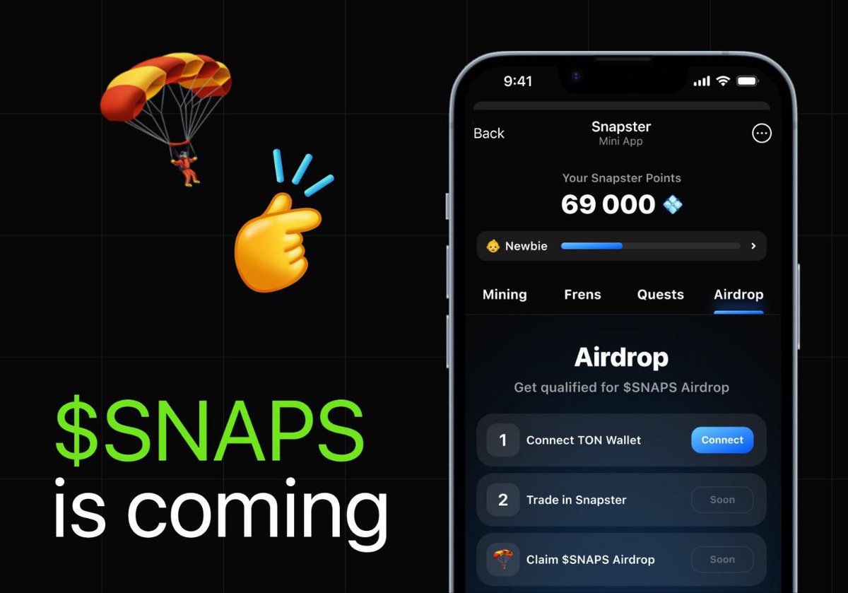 MSCryptoMiner's tweet photo. 🟢 SNAPSTER $SNAP NEW (TG-BOT) MINING PROJECT :

➡️ $SNAPS airdrop confirmed ✅
➡️#SNAPSTER is a Mini App designed for fast and easy token Trading platform 🔥
➡️Verified in Telegram Apps Center🎉

❤️NEW USERS JOIN FAST NOW❤️
              👇👇👇👇👇
https://t.co/LPIYcW4hQi

✅Bot https://t.co/hvdfGHjqCH