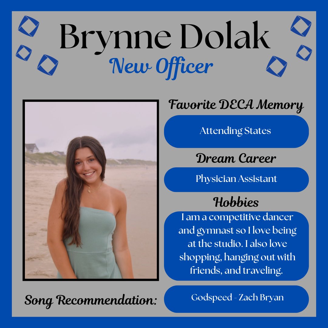 Next we have another one of our new officers, Brynne Dolak!