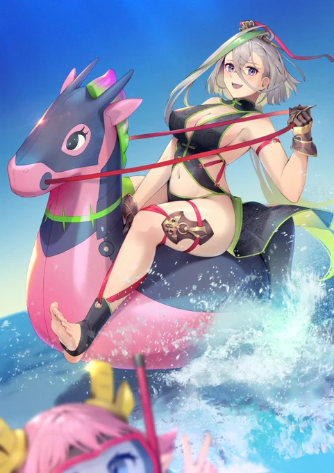 水着の呼延灼を描きました。褒めてください。#FGO #呼延灼 