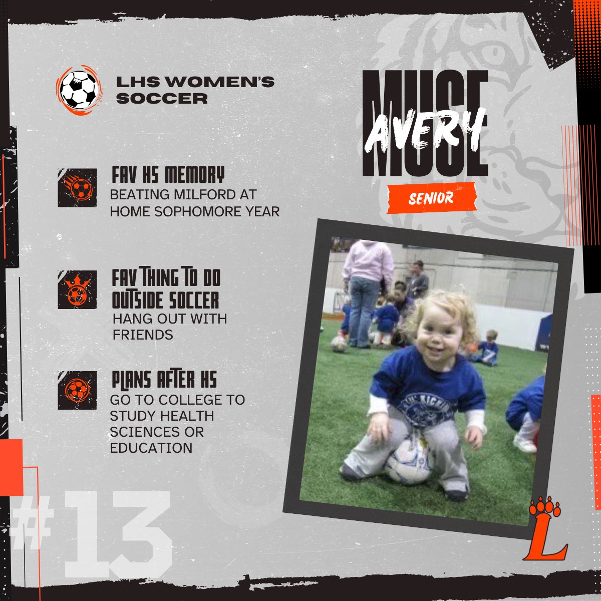 LHSWsoccer's tweet photo. Senior Spotlight: #13 Avery Muse https://t.co/vpsgLF4P50