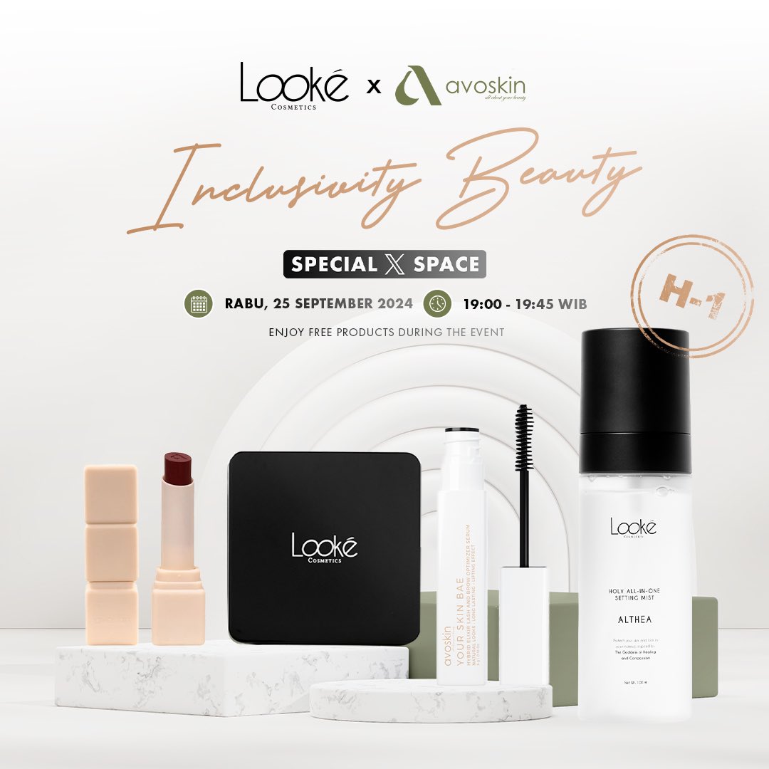 lookecosmetics's tweet photo. 🌟 X Space: Inclusivity Beauty! 🌟

Dalam episode kali ini minké dan minvo akan mengeksplorasi bagaimana setiap individu bisa merasa cantik dan dihargai, tanpa memandang batasan. 💄✨

Siapa yang mau ikutan? Yuk ❤️ + 🔁 postingan ini Goddess😍 https://t.co/53W9TRArBv