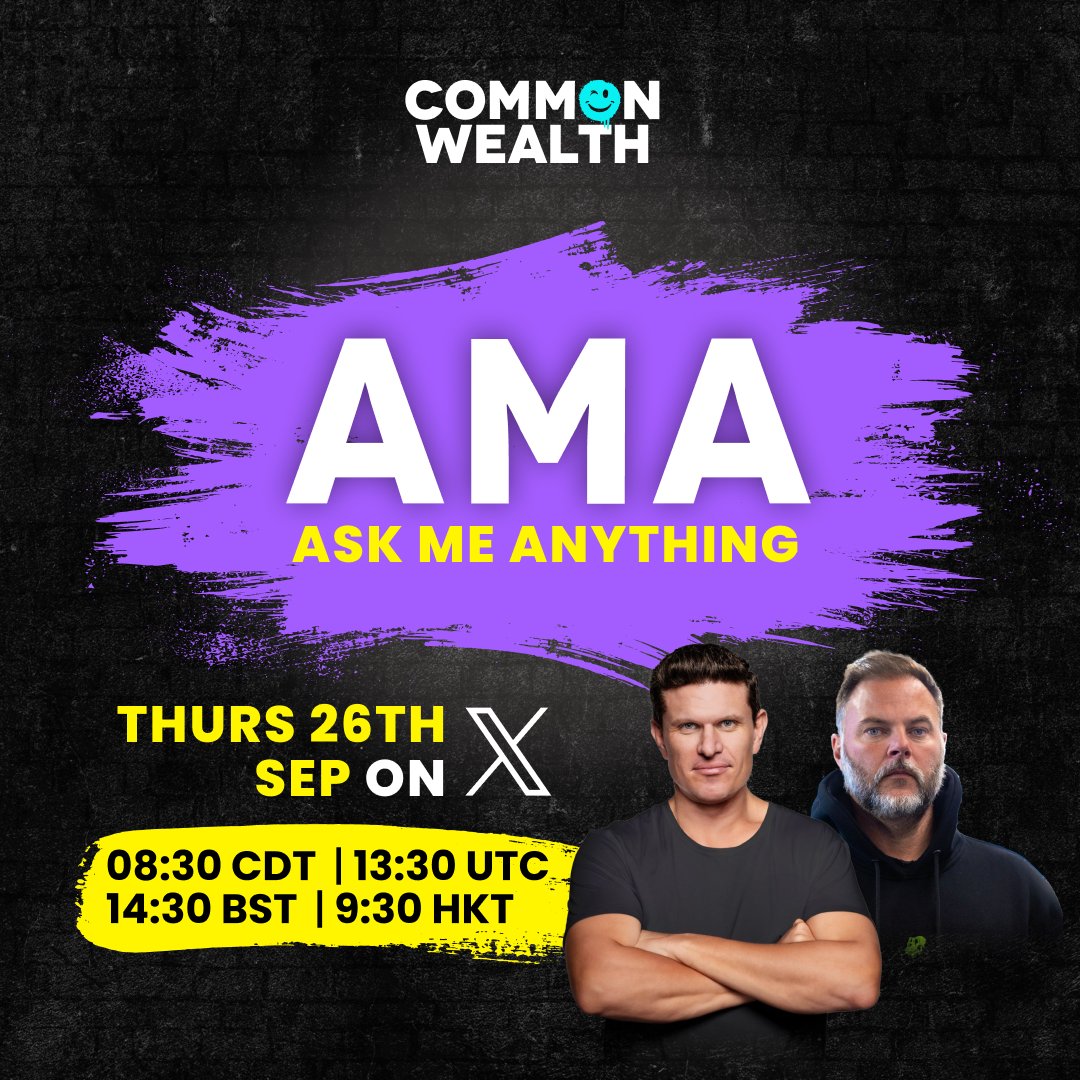 wlthxyz's tweet image. Join the Common Wealth team, and core contributors @Jon_Metavest &amp;amp; @kyle_chasse for an AMA!

Join for some chat on project updates, what&apos;s coming next in the pipeline, and insights from the valued members of All Street!

SAVE THE DATE 💙

x.com/i/spaces/1vOxw…
