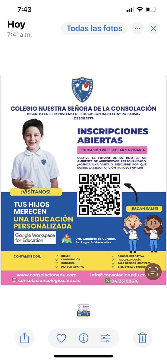 HimiobSantome's tweet photo. Muchas familias a estas alturas no encuentran cupo escolar para sus hijos. La situación se les hace más difícil si, como ocurre en mi caso, son padres de pequeños que requieren educación personalizada y adaptaciones curriculares. Me permito recomendarles esta opción en #Caracas. https://t.co/MxT3GDyfkh