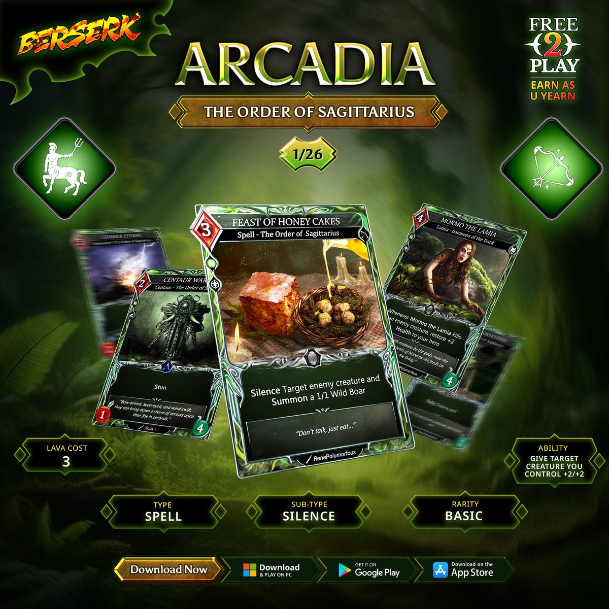 🌟 Join the Order of Sagittarius! 🏹 With a basic rarity and a lava cost of just 3, this card empowers your strategy without breaking the bank.

Will you harness its strength to lead your forces to victory? No matter your device—PC, Android, or iOS—download now! 🔥💪