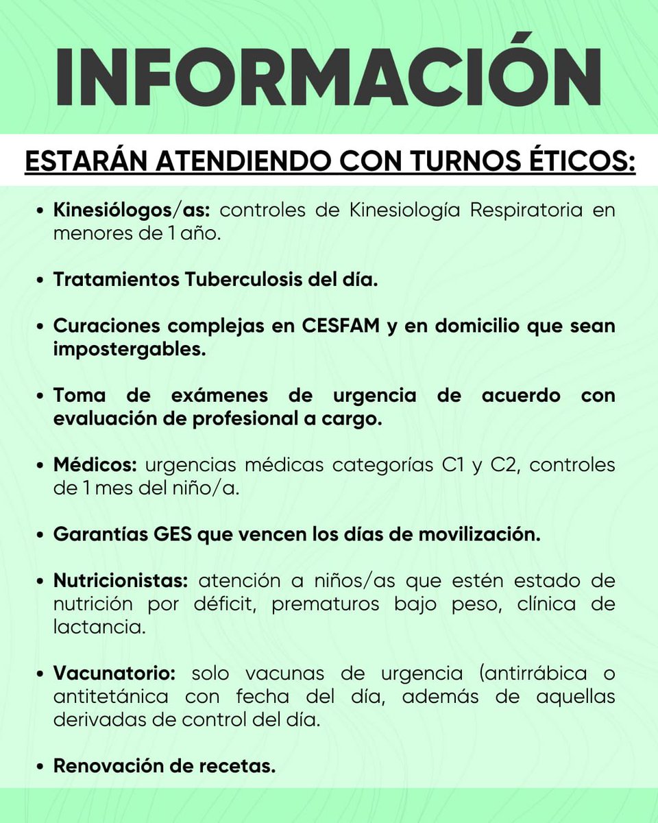 munivaldivia's tweet photo. 📣 En el contexto de la paralización convocada a nivel nacional por la CONFUSAM para este martes 24, miércoles 25 y jueves 26 de septiembre, nuestro Departamento de Salud Municipal nos comparte la información sobre el funcionamiento.

#confusam #salud #Valdivia https://t.co/3LpDPIZD9Y