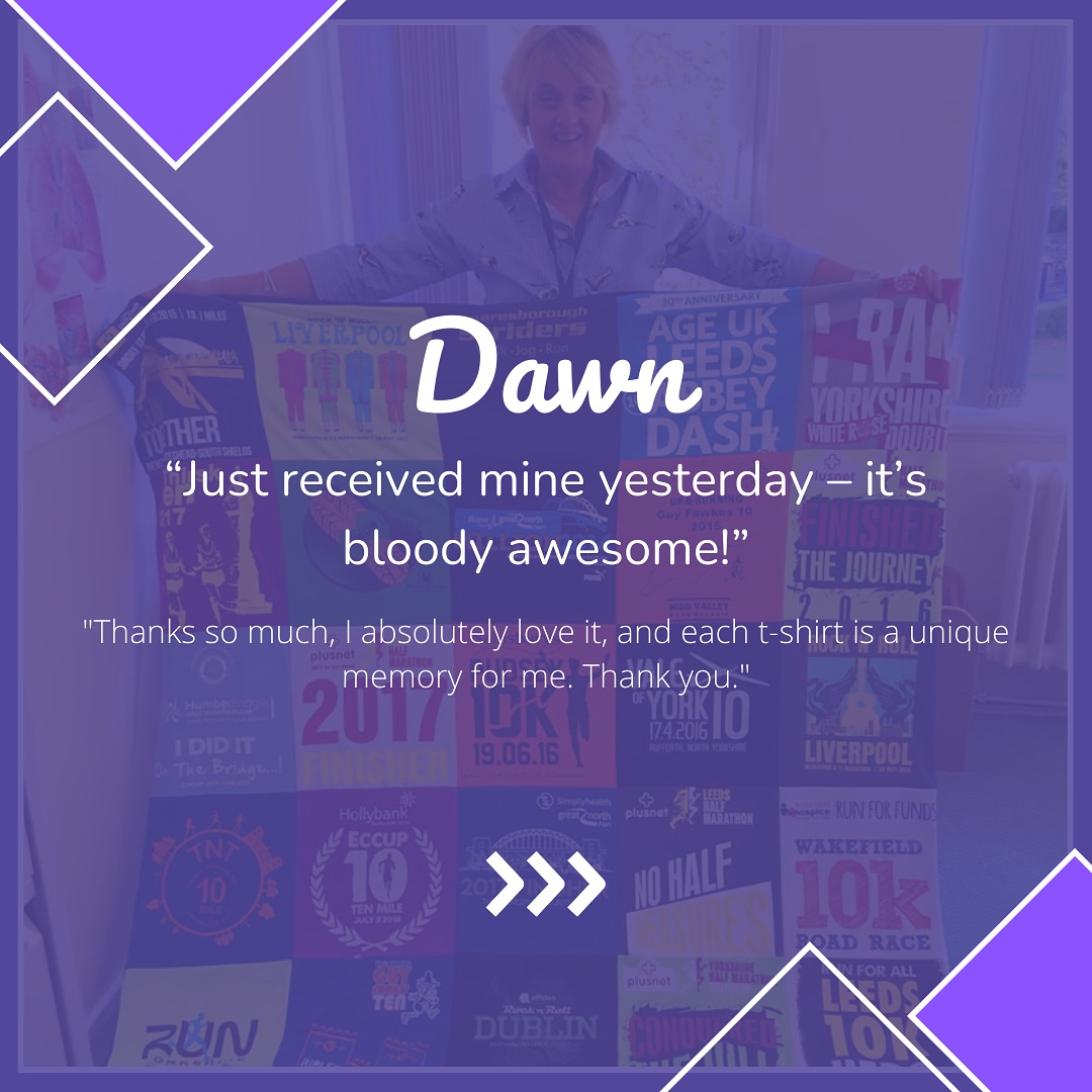 TooManyT_Shirts's tweet photo. Testimonial | Sewn with Sentiment 👕 💙

Dawn’s running t-shirts, each holding special memories are now stitched together into a cosy keepsake. 🏃‍♀️

#tshirtblanket #memoryblanket #marathon #giftideas #love #blanket #tshirt #upcycling #toomanytshirts https://t.co/qN0f0wLRIu