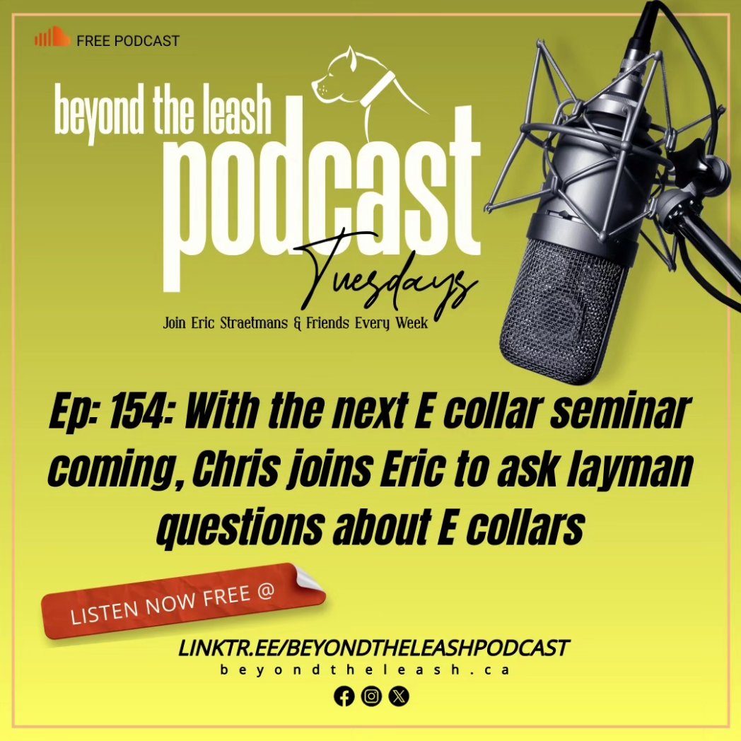 BeyondTheLeash's tweet photo. 🎧 Ep: 154: With the next #Ecollar seminar coming, Chris joins Eric to ask layman questions about #Ecollars
https://t.co/0GG68peViK
#EcollarTraining #ecollartrainingdoneright #ecollarlife #ecollartrainer #ecollardogtraining #ecollareducation #ecollarseminar #ecollarawareness https://t.co/KYn1Uhu0Rx
