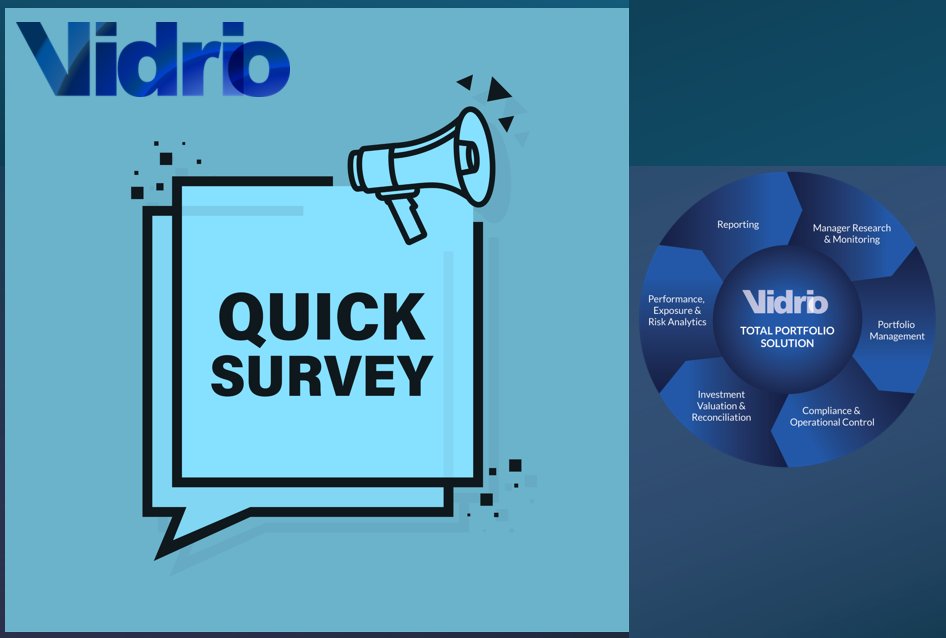 VidrioFinancial's tweet image. ✔️Vidrio(dot)com requests your assistance in our latest #survey on #allocator tech adoption.
- did your latest tech RFP go the way that you planned?
- which benefits are most important to your front, middle, or back office teams?
hubs.li/Q02QVJRd0
#vidriofinancial