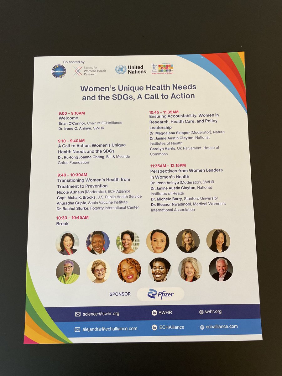 #UNGA79 #ScienceSummit Here is the full programme for the Women’s Health sessions and after lunch we have two Round Tables on #Femtech and Strengthening #Maternal #Health #Workforce So pleased we have partnered with the fantastic ⁦<a href="/SWHR/">SWHR</a>⁩