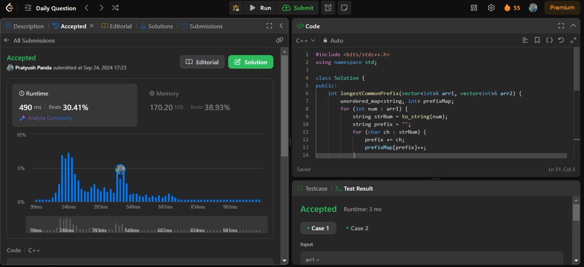 pandapratyush91's tweet image. Day 39/365: #LearnInPublic challenge!🚀
~ Day 55: Find the Length of the Longest Common Prefix #Dailycodingchallenge, @LEETCODE
~ learned about 3 tier architecture Normalization in #DBMS
#cp #DSA #schema #database #sql