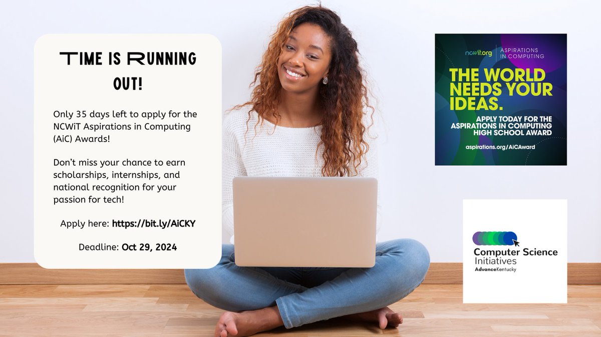 MoniqueMRice's tweet image. All eligible Kentucky students are encouraged to apply! @KYDeptOfEd #STEMGirls #WomenInComputing #NCWITAiC #Scholarships