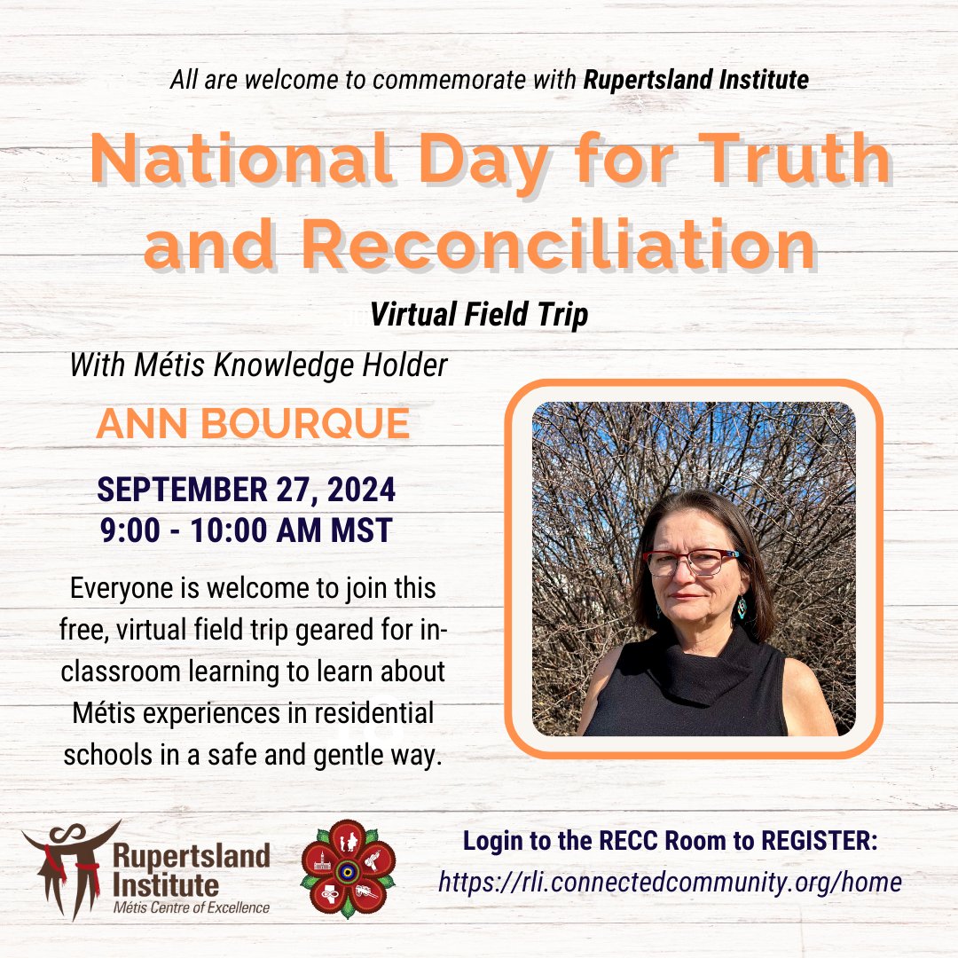 Commemorate National Day for Truth and Reconciliation with RLI by learning about Métis experiences in residential schools in a safe and gentle way. Join on Fri, Sep 27, 9-10 AM MST. Login to the RECC Room to register today:rli.connectedcommunity.org/home