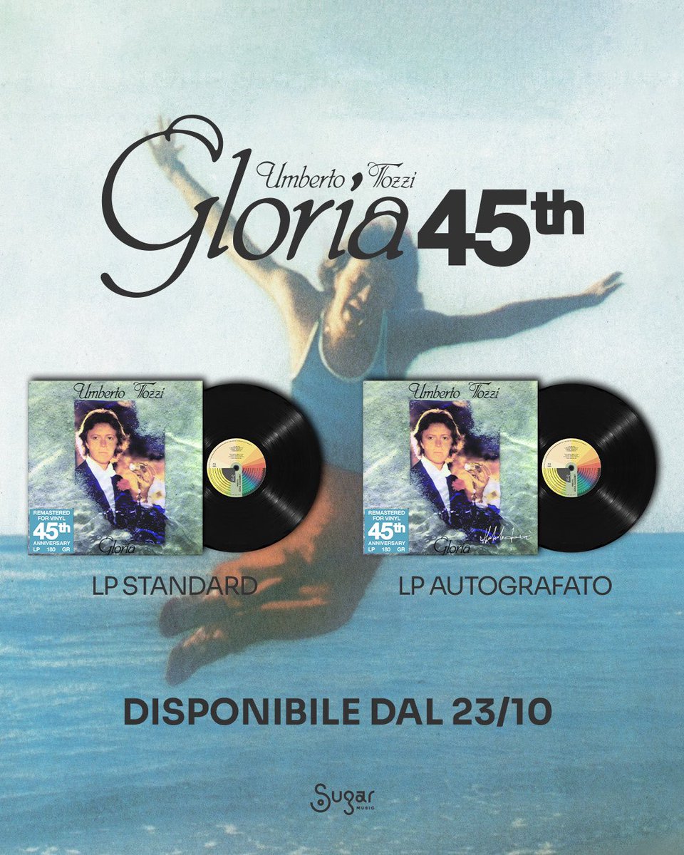 UmbertoTozzi's tweet photo. “Gloria” compie 45 anni. Questo album ha segnato la mia vita e la mia carriera e sono felice che ancora oggi viva nei cuori di tutti ❤️     Festeggio insieme a voi questo anniversario con una tiratura speciale e limitata dell’album rimasterizzato in formato vinile. https://t.co/RA8x2vlmXc