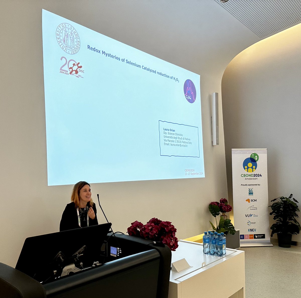 Laura Orian (<a href="/_LauraOrian/">Laura</a>) of <a href="/UniPadova/">Università di Padova</a> presents a keynote talk <a href="/CBOND2024/">CBOND2024</a> on the “Redox Mysteries of Selenium Catalyzed Reduction of H2O2.” #CBOND2024