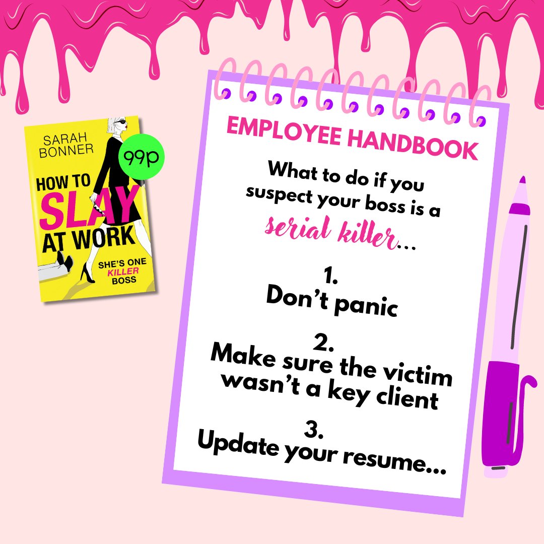 BoldwoodBooks's tweet photo. What do you do if you suspect your boss is a serial killer? ๐ง
Millie discovers a suspicious link between her boss and murders that begin to line up with her travel history. What should she do?
#HowToSlayAtWork by @sarahbonner101 is out today! ๐ https://t.co/W6tNf2pYRN https://t.co/egi3psSLRl