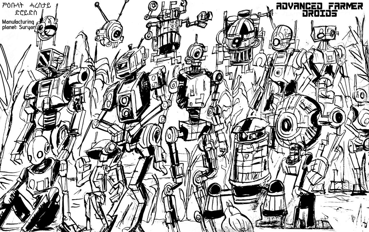 aymengo_2022's tweet photo. Hola gente! Aquí los diseños de los Droides renovados de granja! Que toman importancia dentro de la historia. Con este dibujo, solo faltan 11 para poder realizar el Manga!
#genobis #Suhgkutus #robots #farmer #traditionalart #originalart #oc #mangaart #artist #drawing https://t.co/ZPrKoD0uCo