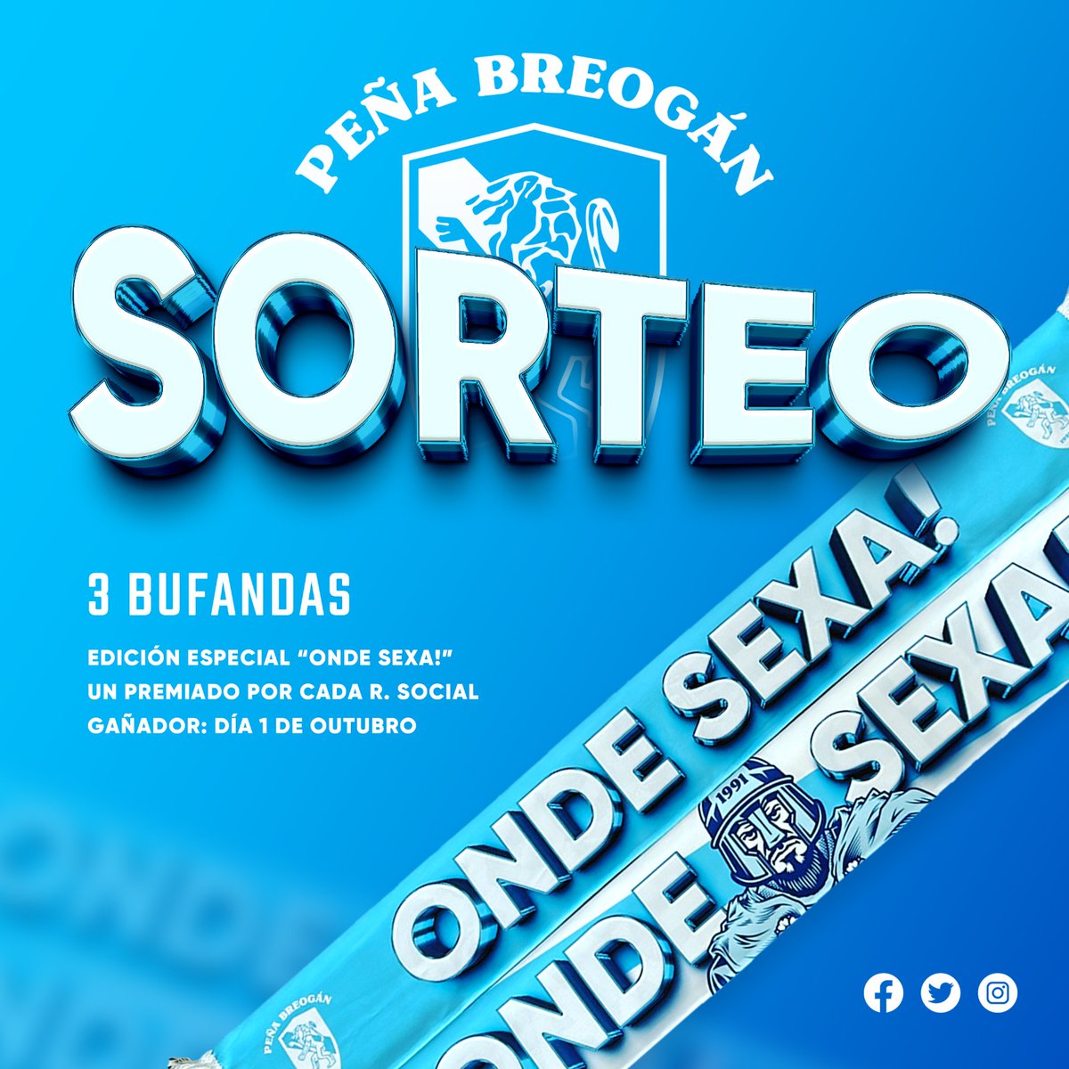 PenhaBreogan's tweet photo. 🎁 Hoxe estades de sorte: imos sortear 3 bufandas nas nosas RRSS da última edición especial que lanzamos!

Para participar en X teredes que:

– Seguir á @PenhaBreogan 
– Dar RT a esta publicación
– Mencionar a ese amigo/a co que irías #OndeSexa 😜

Moita sorte, breoganistas! https://t.co/Z1CXUuanyK
