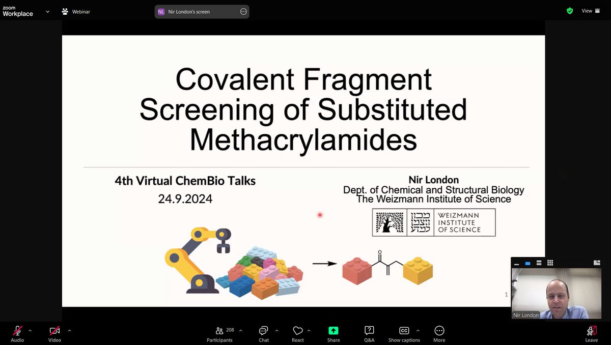 Virtual ChemBio Talks (inactive account) (@chembiotalks) on Twitter photo The third talk of the 4th Virtual <a href="/ChemBioTalks/">Virtual ChemBio Talks (inactive account)</a> was given by Nir London @London_lab. He talked about his group's research on cysteine-directed covalent inhibitors on the main example of substituted methacrylamides. pubs.acs.org/doi/10.1021/ja… The third talk of the 4th Virtual <a href="/ChemBioTalks/">Virtual ChemBio Talks (inactive account)</a> was given by Nir London @London_lab. He talked about his group's research on cysteine-directed covalent inhibitors on the main example of substituted methacrylamides. pubs.acs.org/doi/10.1021/ja…