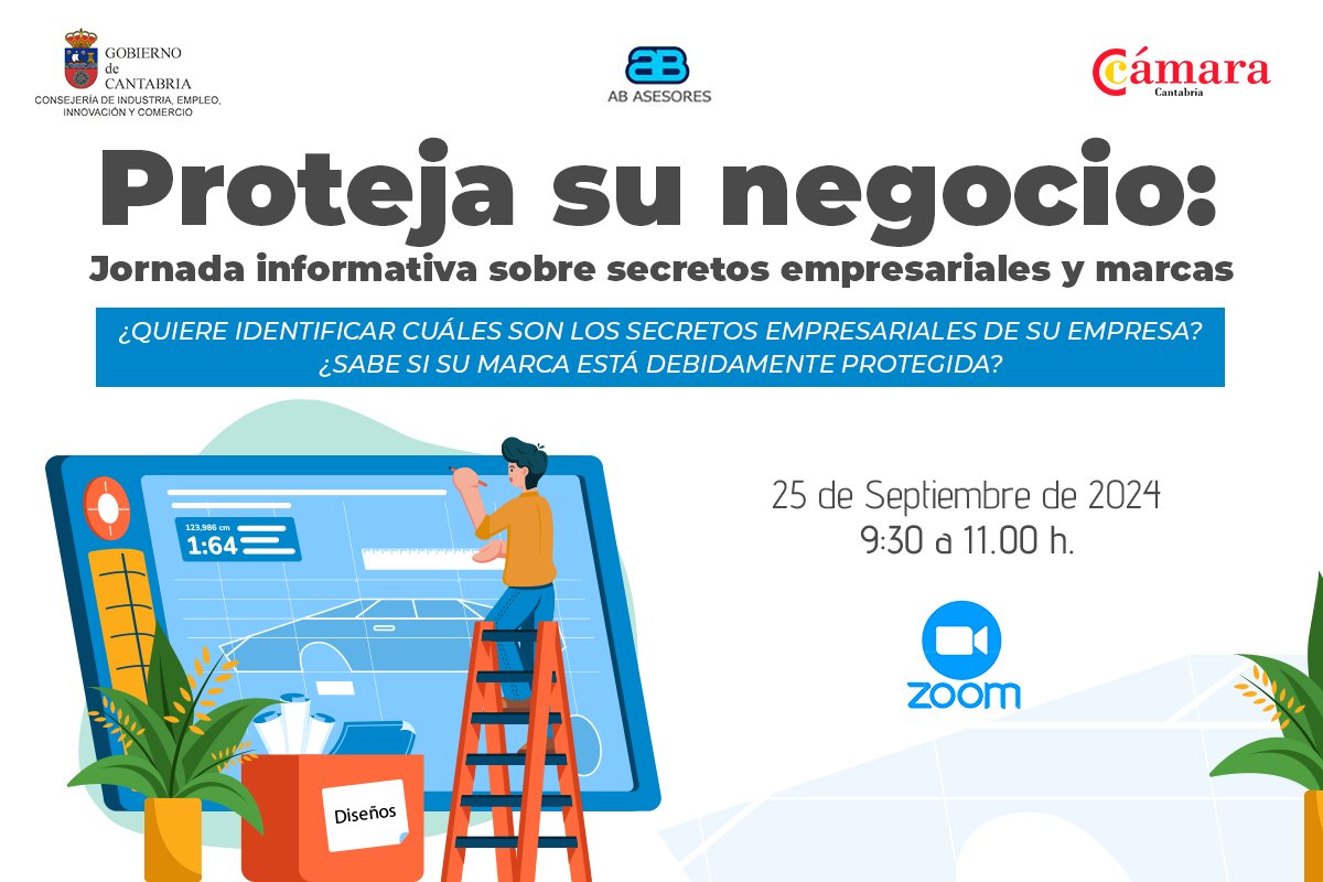 CamaraCantabria's tweet image. ⚠️ÚLTIMO DÍA INSCRIPCIÓN
🆕Averigua si tu #marca está bien #protegida y descubre los #SecretosEmpresariales de tu negocio en la jornada "PROTEJA SU NEGOCIO: Jornada Informativa sobre secretos empresariales y marcas"

📆25 de septiembre
🕙09:30h #online
✍️bit.ly/3zoxLWn