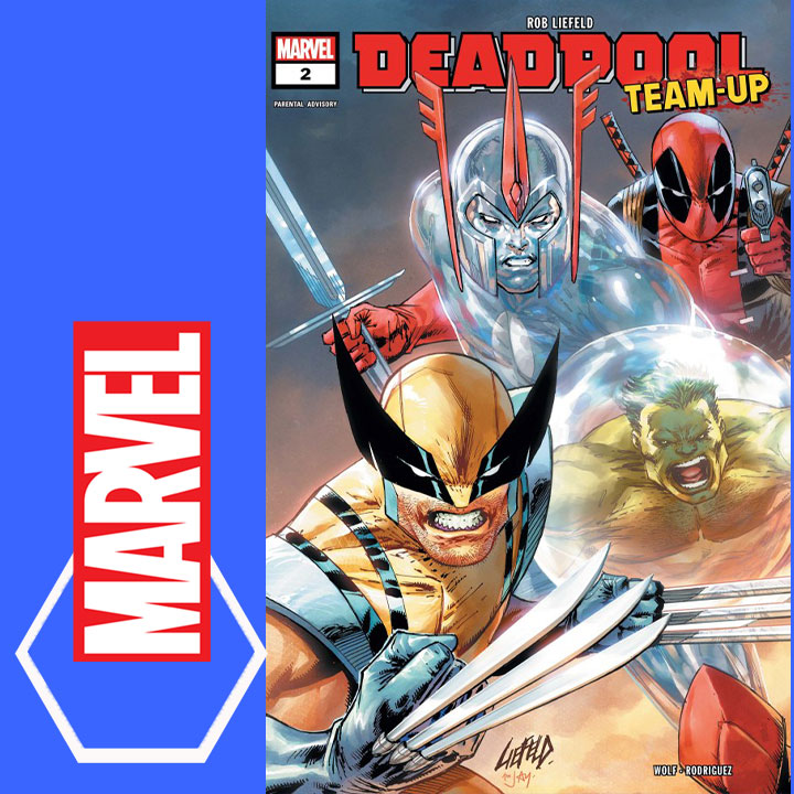 GeekyBrummie's tweet photo. Making the leap to the main pull is #DeadpoolTeamUp #2 by @robertliefeld #ChanceWolf @juanmacolor and @JoeSabino from @MarvelComicsHQ - a stupidly fun blend of action, humour, and nostalgia and I'm here for more #Crystar action ^KB https://t.co/5QquQK11sx https://t.co/TyfmanvpNO