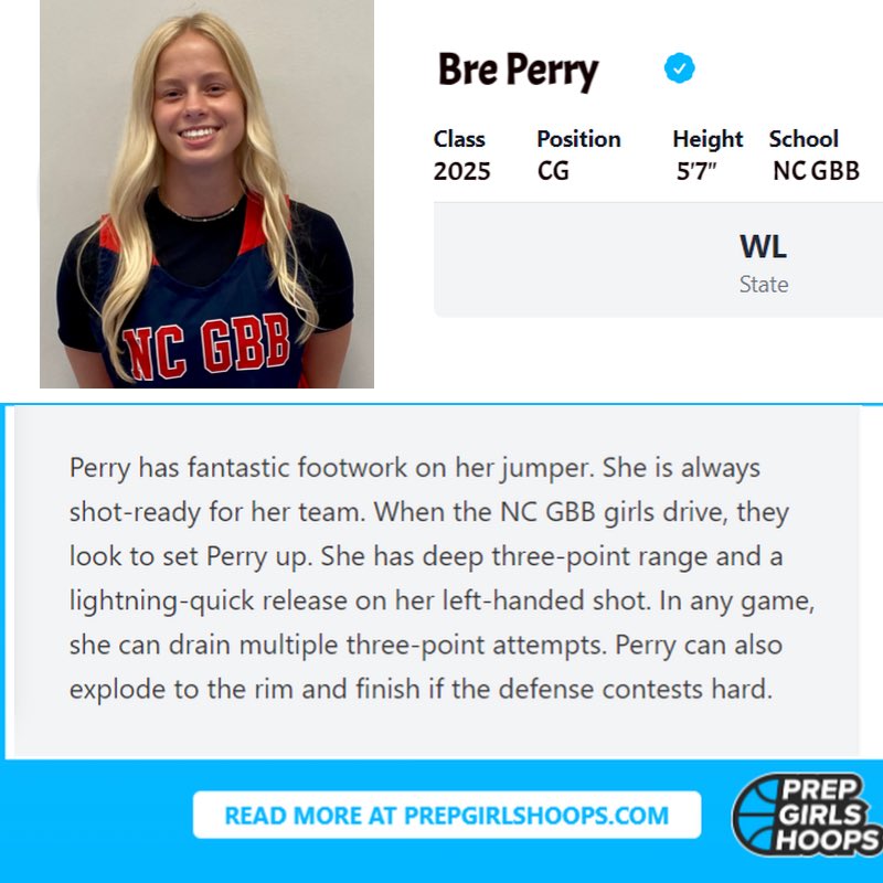 NC GBB 2025 BRE PERRY <a href="/perrybre2025/">Breanna Perry</a> Open Workout Evaluation 
Thanks <a href="/CoachJo_Jo/">Jonelle Streed</a> <a href="/PrepGirlsHoops/">Prep Girls Hoops 🏀</a> for coming

🏀Fantastic footwork on jumper
🏀Always shot ready
🏀Deep 3 point range
🏀Lightning-quick release on left hand shot
🏀Can also explode to rim &amp; finish if D contests hard