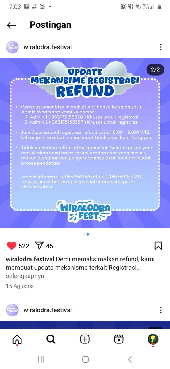 loeygiraffe_'s tweet photo. Hallo teman teman disini saya mau speak up tentang kasus Wiralodra Festival 2024 yang dibatalkan oleh panitia dan sudah hampir 2 bulan belum ada refund juga.
Dan sampai sekarang kasus ini ga ada yang ke up atau menindaklanjuti sama sekali https://t.co/hfSuPsWMdg