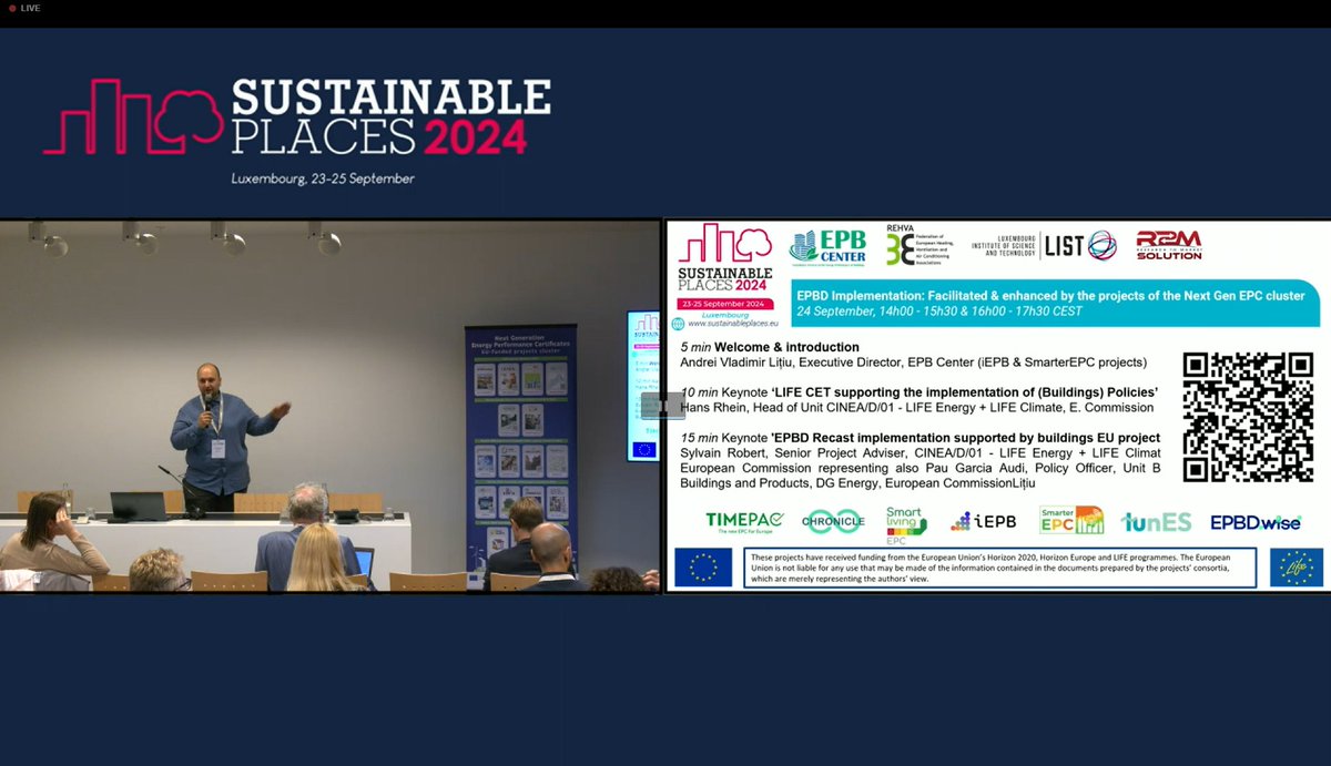 timepac's tweet image. #Happeningnow
We are at @sustainplaces for our joint session of the #NextGenEPC projects who will be showcasing their recommendations for #EPBD Implementation and EU #building renovation.
Agenda: epb.center/news/news_even…