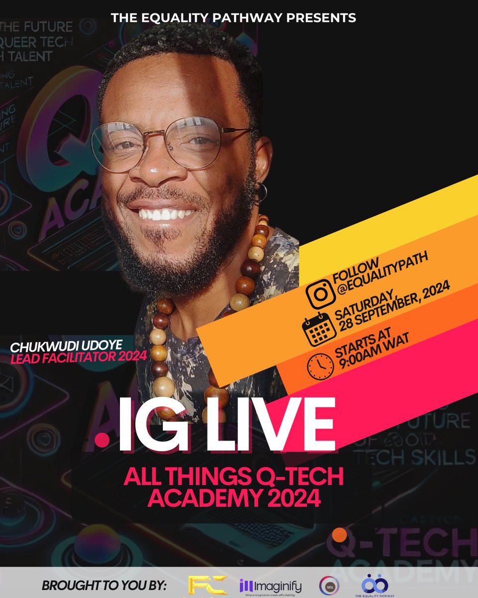 equalitypath's tweet photo. An Exclusive IG Live Alert !
Join us on Saturday the 28th of September, 9am WAT with Chukwudi Eternal Udoye as we discuss All Things Q-TECH ACADEMY 2024.
#TheEqualityPath
#QtechAcademy
#QCornerIG
#ComingSoon https://t.co/kQxAeDUp5E