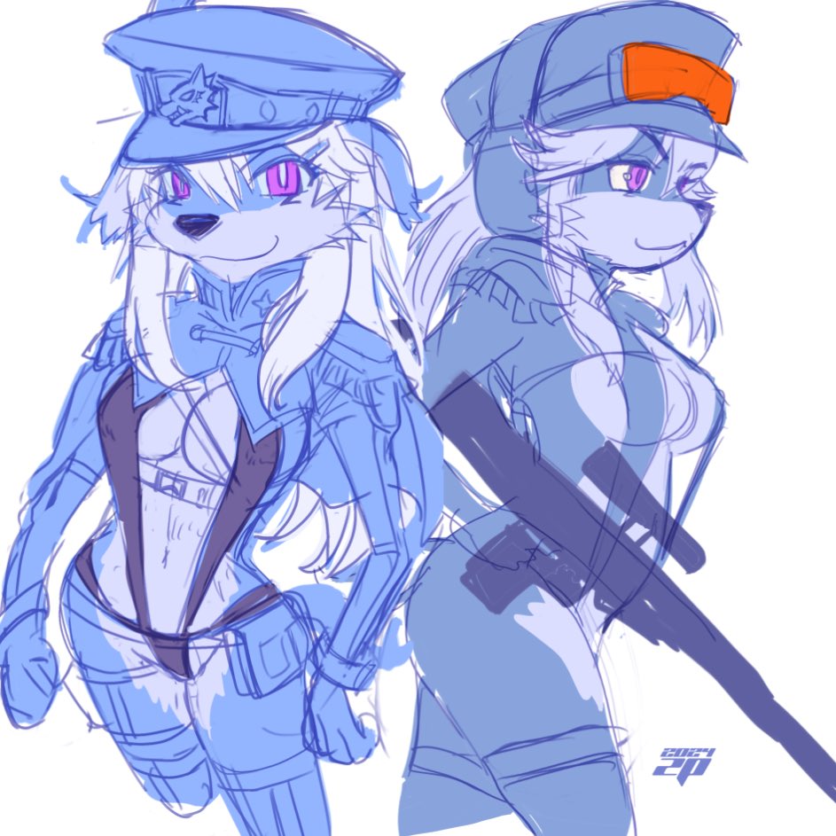 コミッション進捗 立ち絵キャラ1P2Pっぽいイメージ 