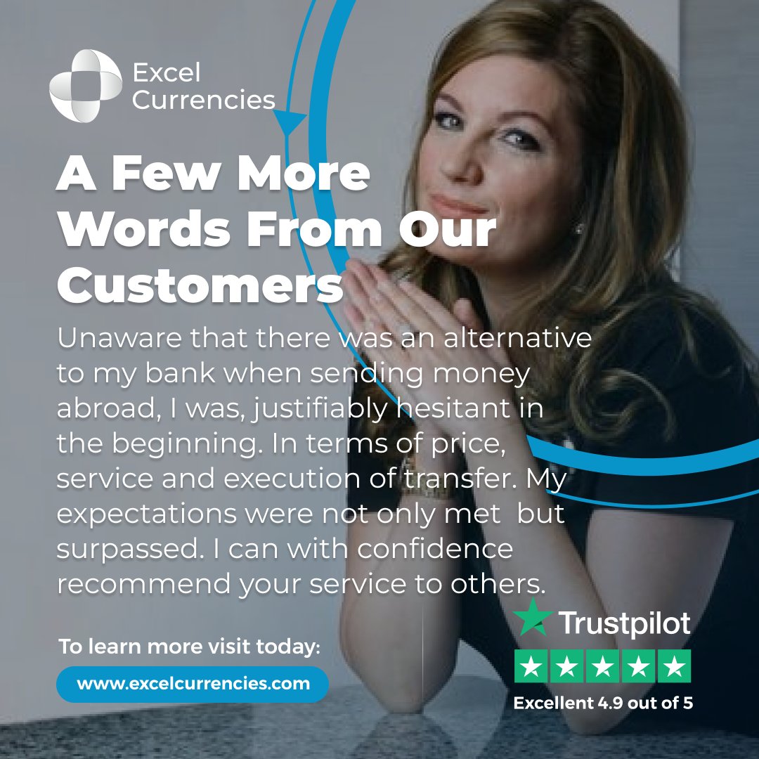 Discover why our customers trust us for seamless, reliable currency exchange services. Join the growing list of satisfied clients today!

#ExcelCurrencies #CustomerSatisfaction #ForexExperts #CurrencyExchange