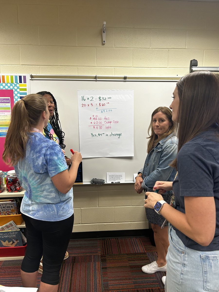 Thank you <a href="/beccaware/">Rebecca Ware</a> and <a href="/MrsWagonfield/">Megan Wagonfield</a> for teaching us how to elicit student written responses with a group white board. Every “student” uses their own color, thinks aloud, and shows their work while the teacher circulates the room to monitor student understanding <a href="/Hamilton_HLE/">Highland Elementary</a>