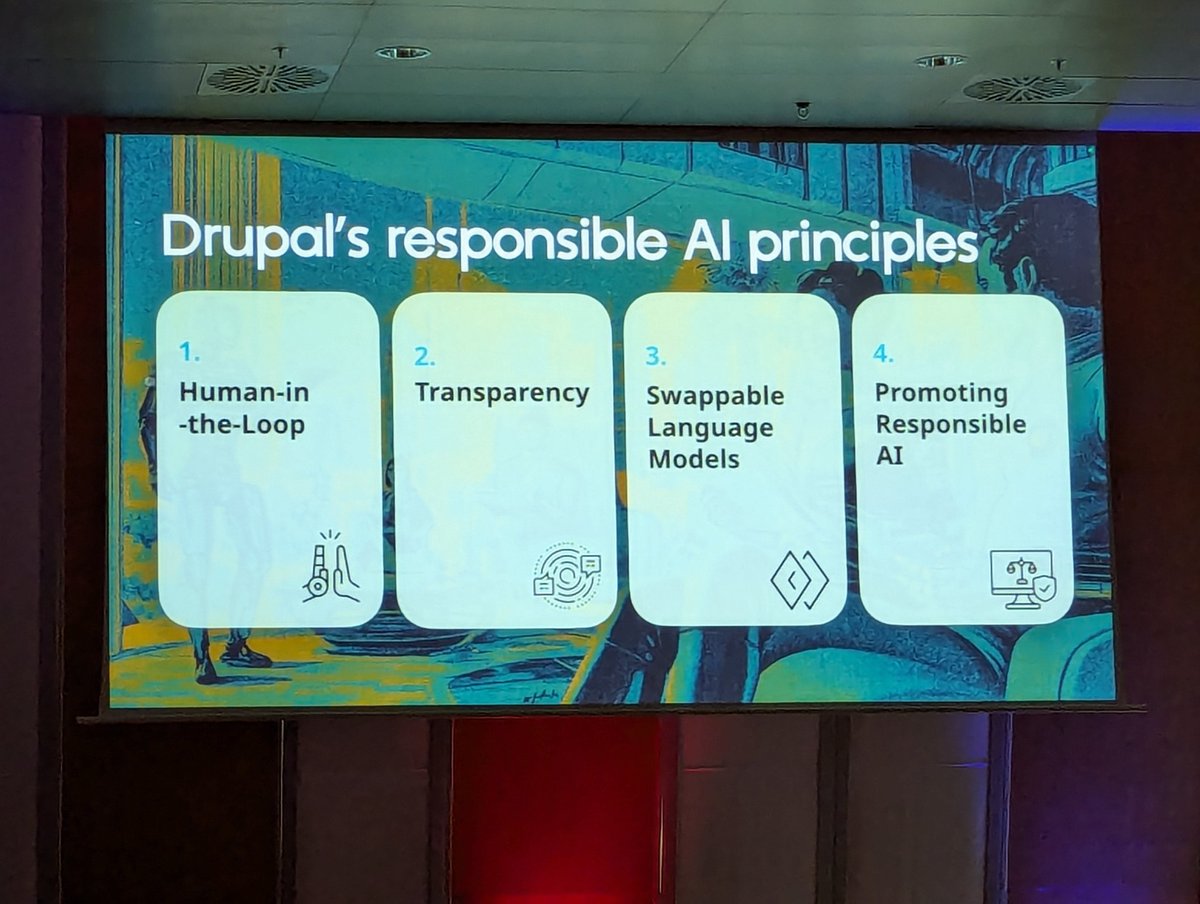 outlandishjosh's tweet photo. #Driesnote is showcasing a prompt-based AI assistant for site building, along with a set of principles. https://t.co/tRmTmQ3i1v