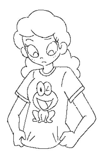 Cartoonkal's tweet photo. Gina meets the Gutsy Frog.😀 Courtesy of @sadewoo0. (He totally surprised me with this. Brightened up my whole day. 😁) https://t.co/CjuomHkxdi