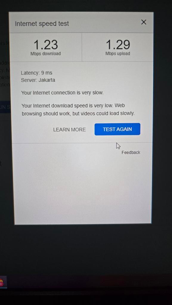 sbdicky's tweet photo. @IndiHomeCare mohon di cek, sudah 2 bulan makin lama makin drop, sudah setara gprs speed nya. https://t.co/xrIeUCa4iD